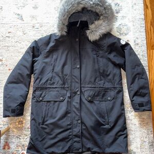 Black Parka with Faux Fur Hood